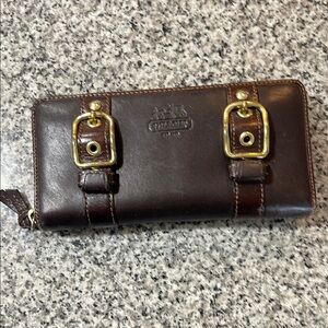 Coach Brown Leather Wallet with Gold Accents